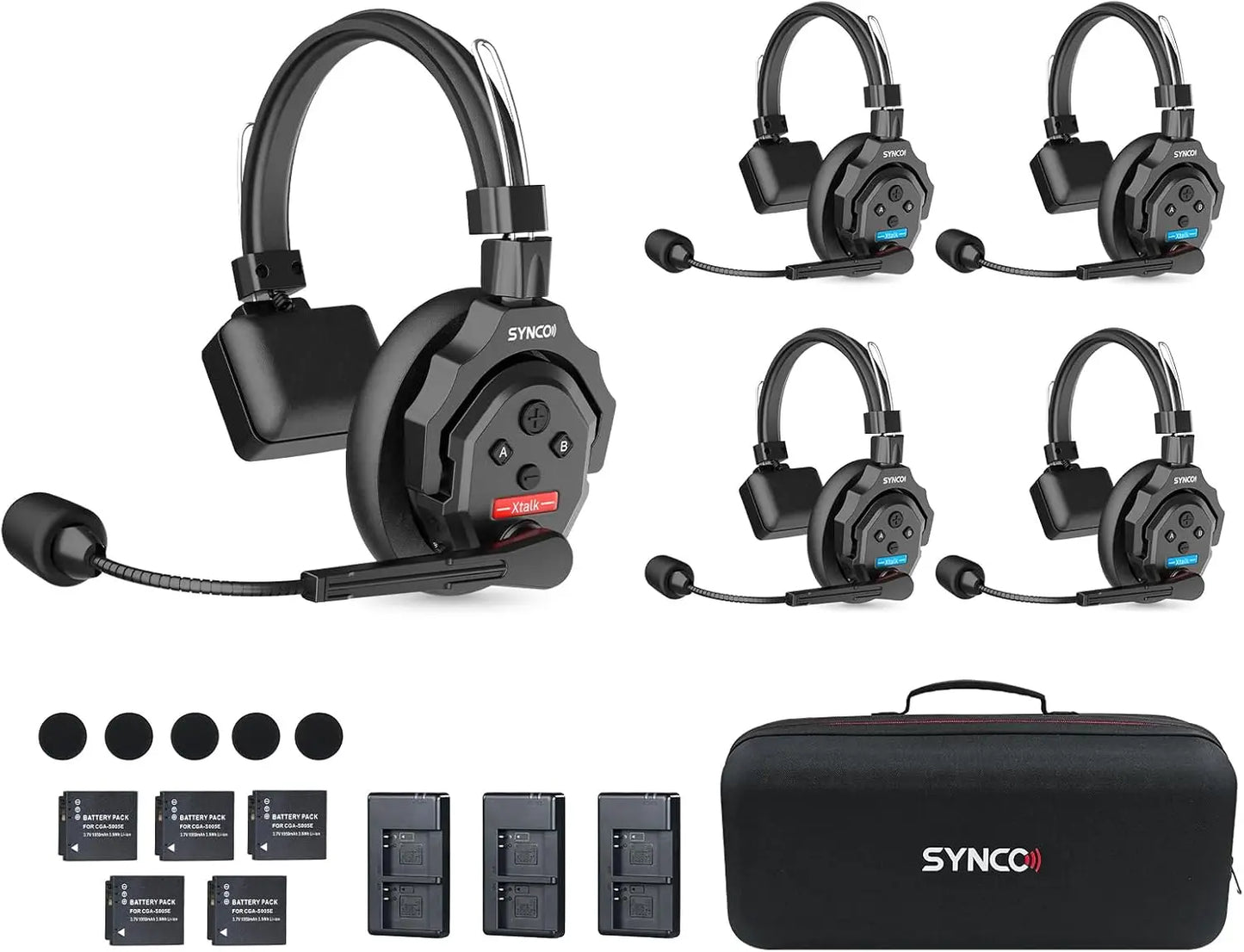 XTALK X2 X5 2.4G Wireless Intercom Headset System 2-Person 350M 1148FT 24H Working Time Noise Reduction for Video Shooting