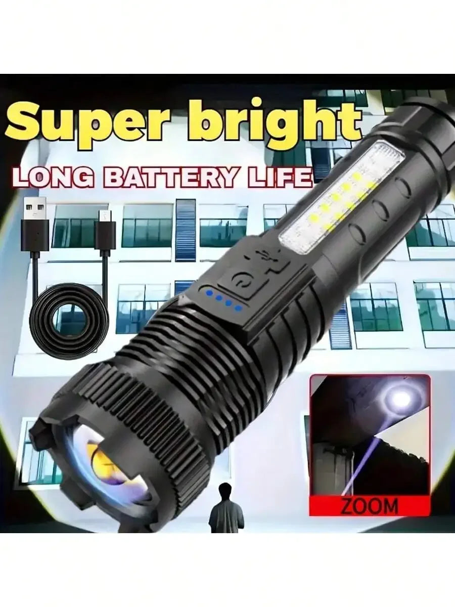 2PCS Tactical Flashlight 2500 Lumens - USB C Rechargeable, 7 Modes Super Bright LED Flashlight For Camping, Hiking