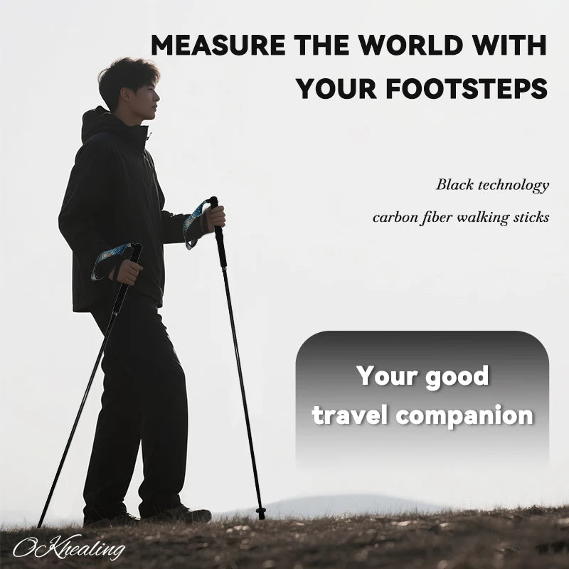 Local+ Carbon City Walking Running Sticks Lightweight T800 Carbon Fiber Collapsible Telescopic Pole Hiking Cane Trekking Poles