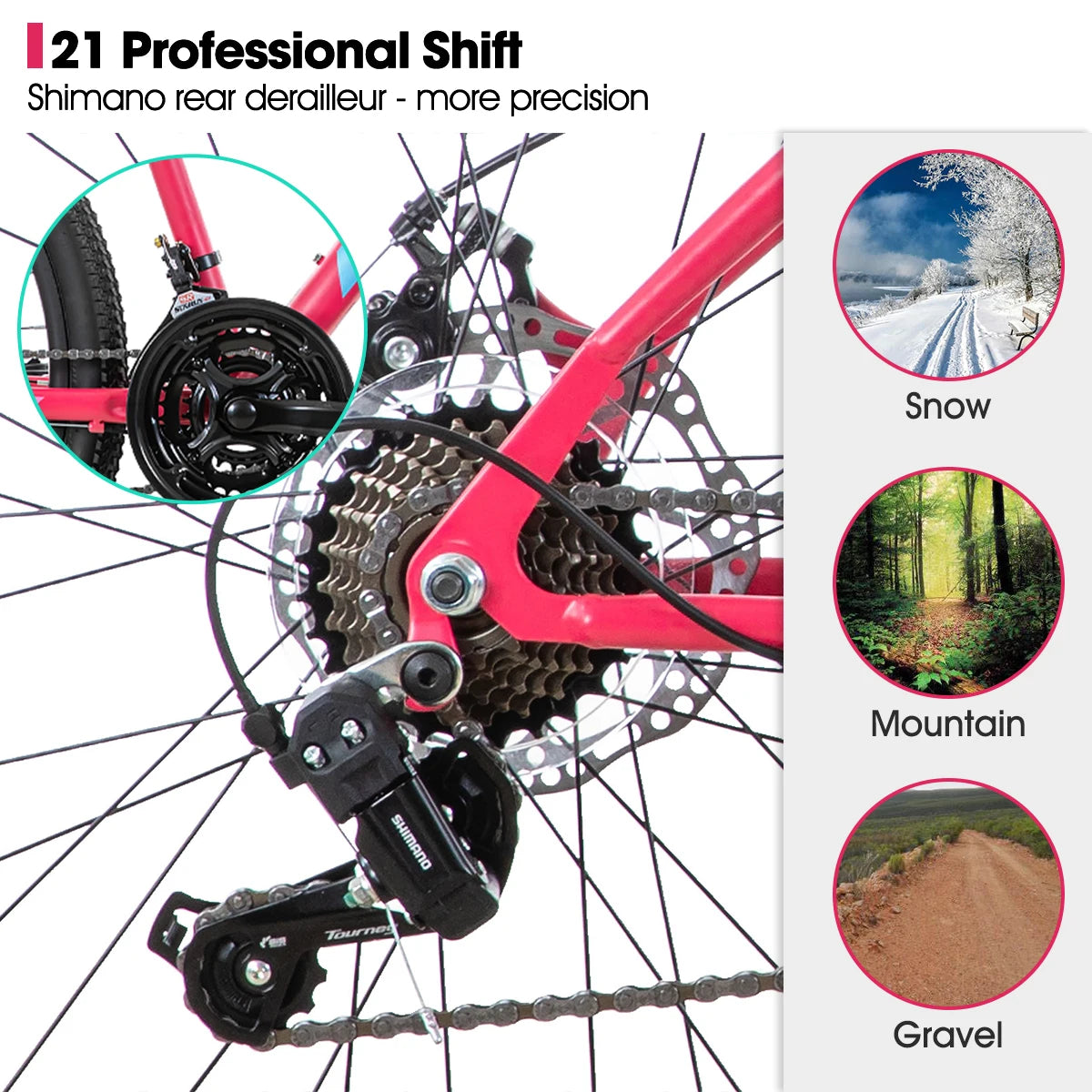 26 Inch Womens Mountain Bike,with Step-Through Frame,Shimano 21 Speeds,Suspension Fork MTB,Bicycle for Women Men Adult