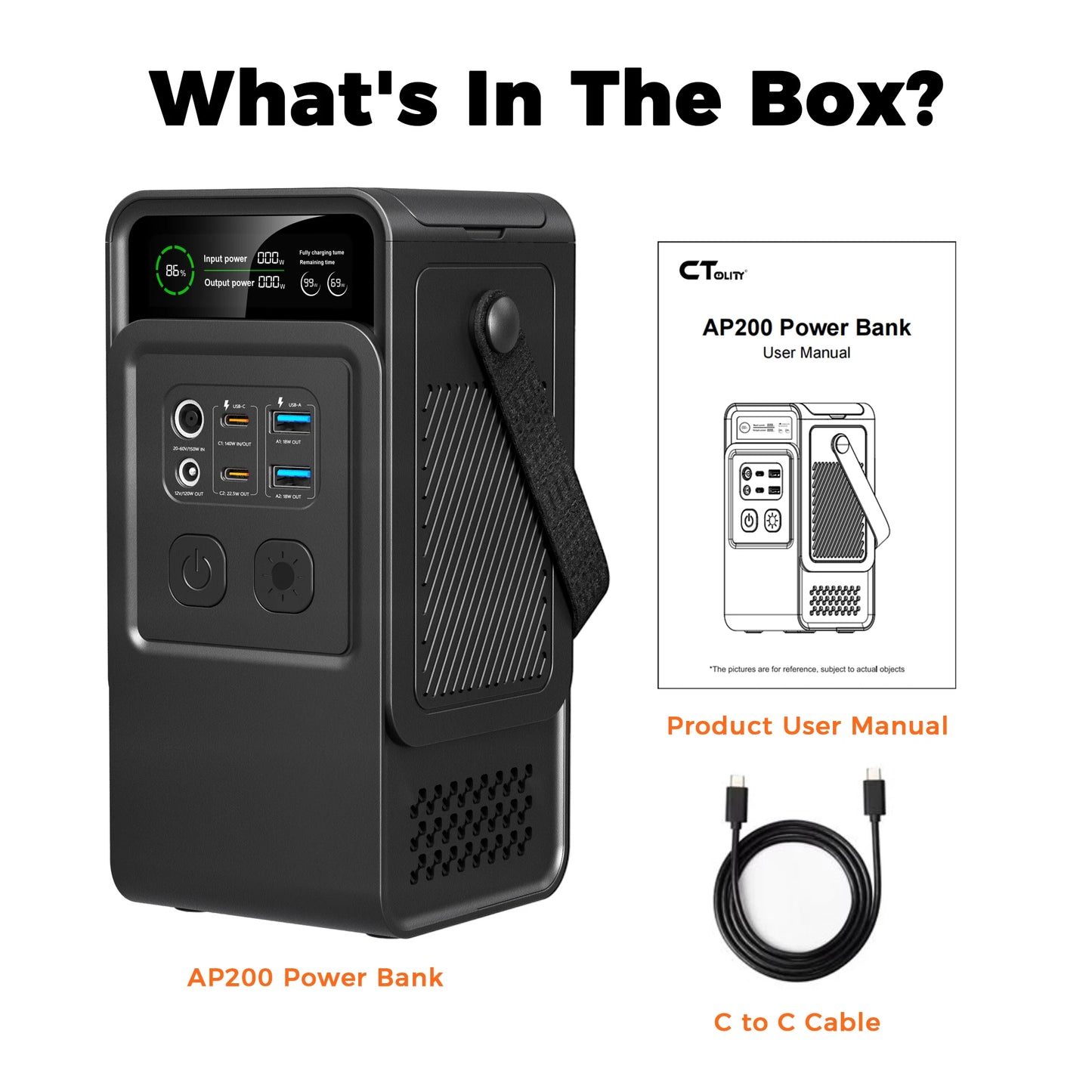 200W Power Station Camping 192Wh Lifepo4 Power Bank 60000mAh Portable Charger Battery Emergency Power USB TYPE-C Port