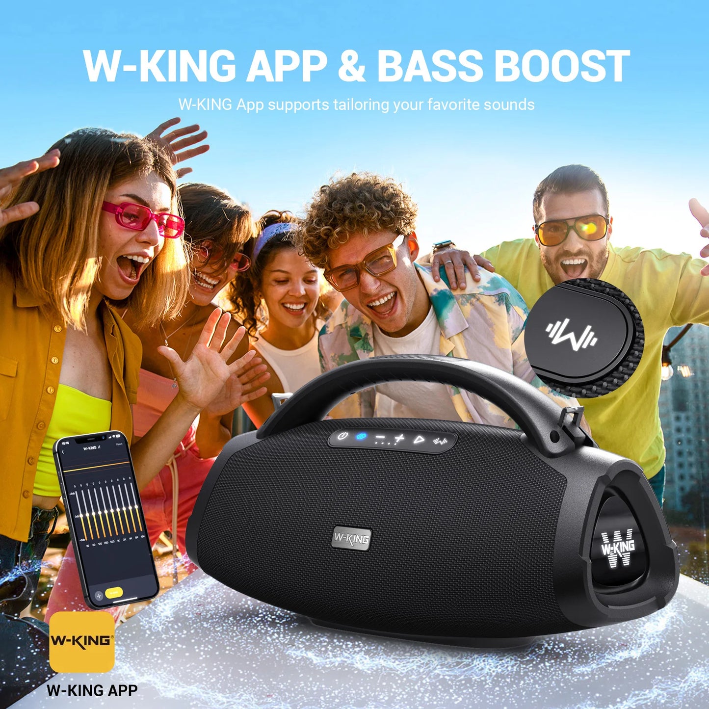 X20 200W RMS Portable Bluetooth Speakers, Massive Bass Party Boombox IPX7 Waterproof Speaker Large, Loud Outdoor Speaker