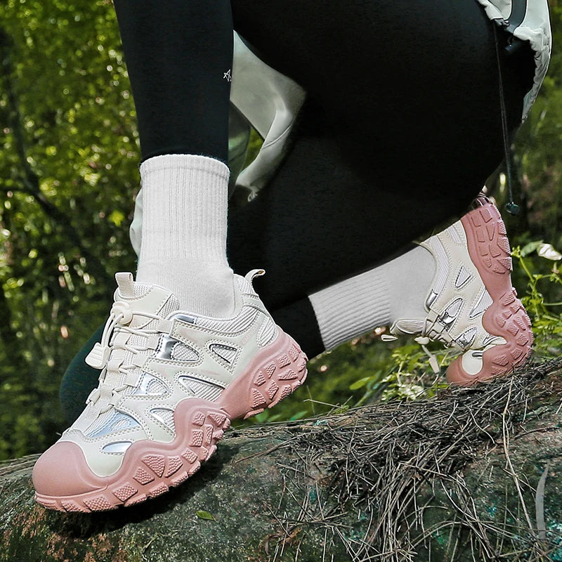 Hiking Shoes Women Anti-slip Low-top Outdoor Sports Shoes Women Lace-up Comfortable Soft Breathable Casual Sneakers Women Shoes
