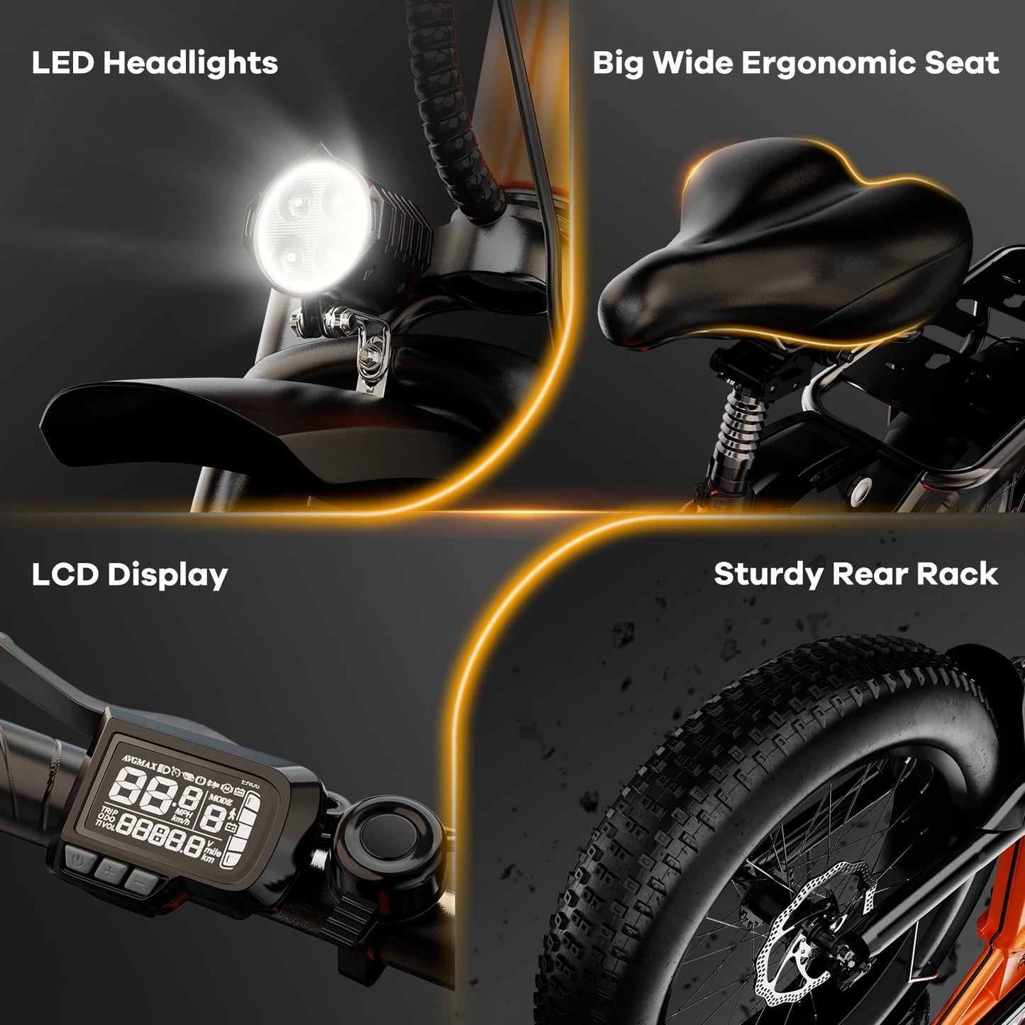 1000W Peak Electric Bike for Adults Foldable 28+MPH 80Miles Removable Battery Fat Tire Off-road E-bike EK4 EK5 Mars700