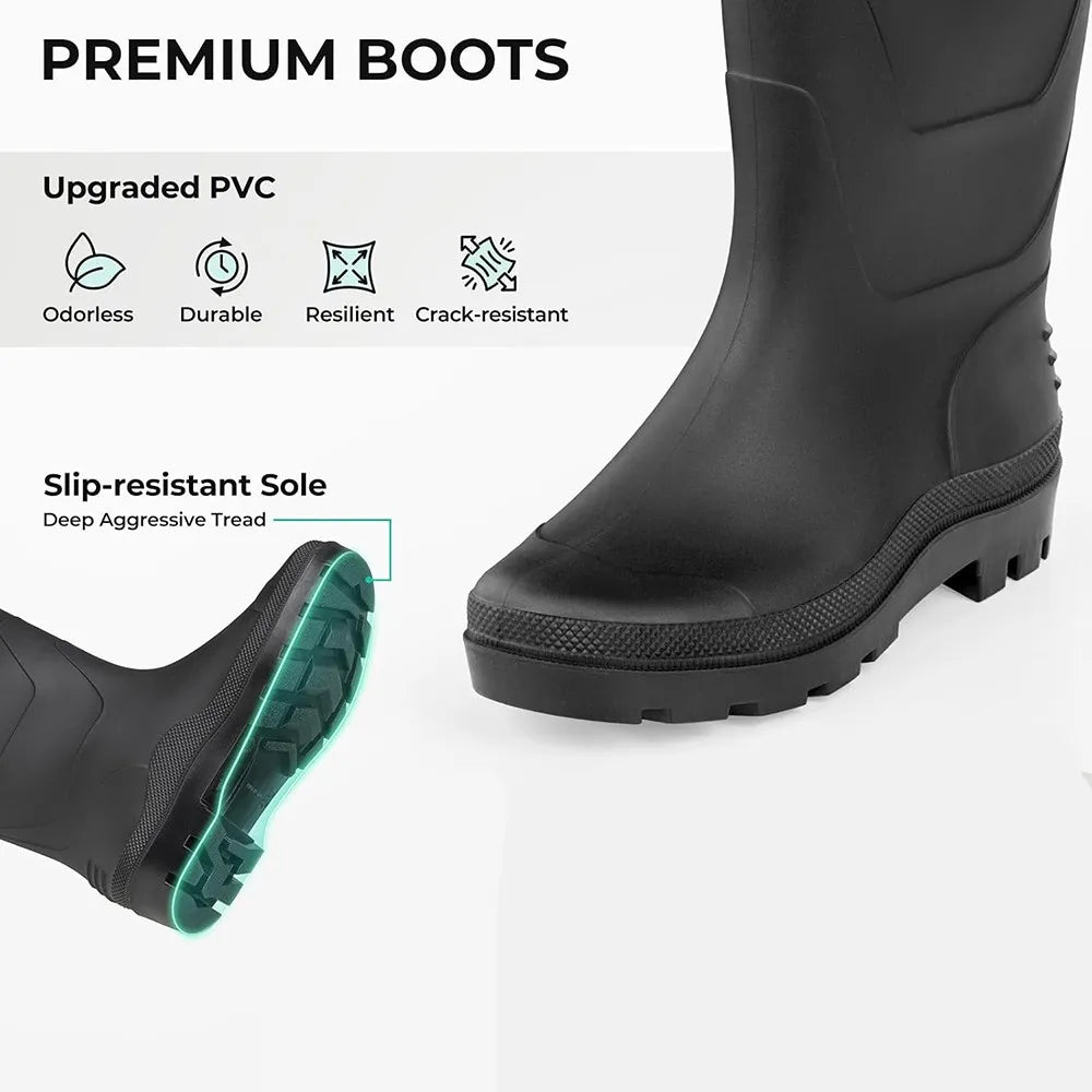 Waterproof Fishing Waders: Hunting Chest Waders with Bootfoot and Belt For Man Woman Fishing Washing Farming Working Breathable, Lightweight, Black  Sizes 6.5–13