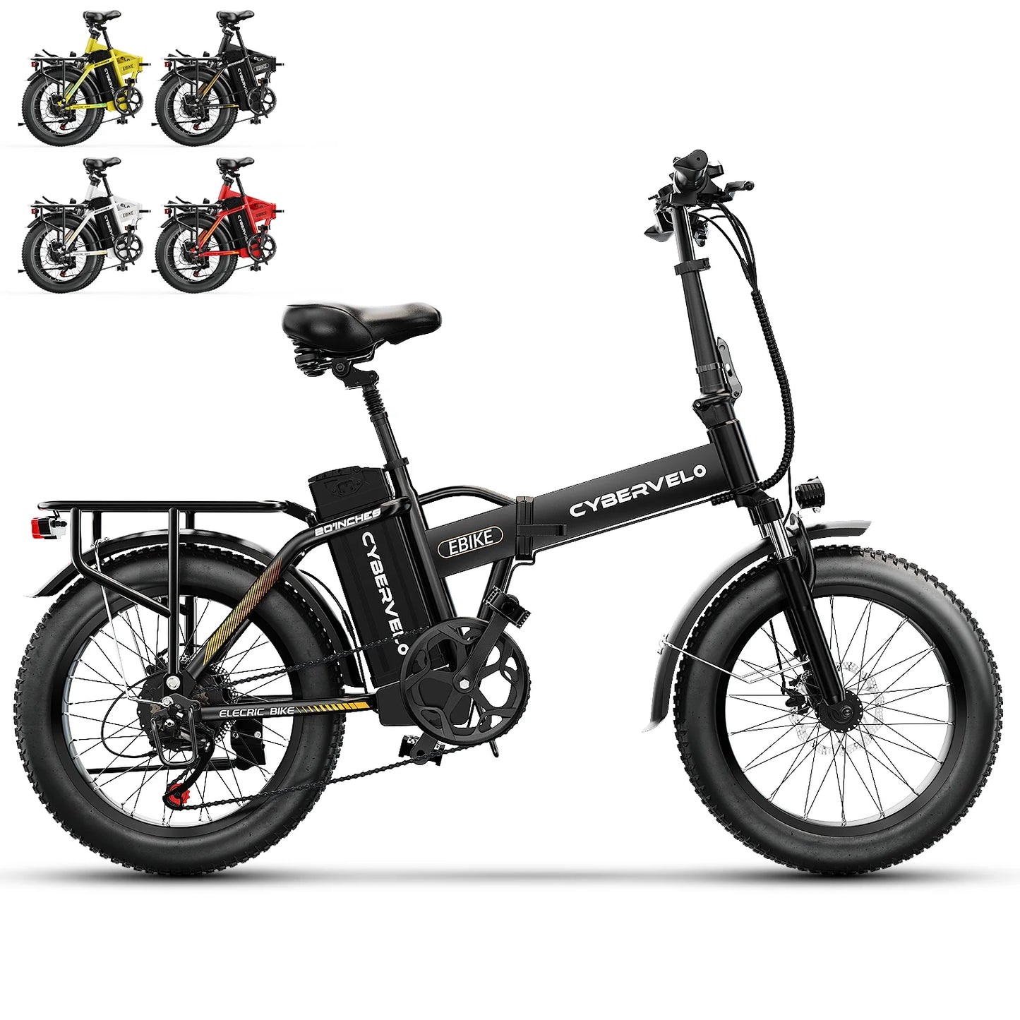 1000W Electric Bike for Adults  EK4 Folding 48V 20Ah 30+MPH 80Miles 20" Fat Tire 7-Speed Off Road E-bike