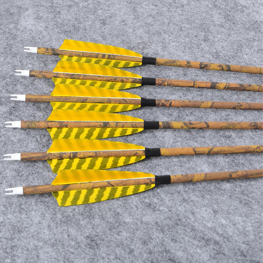 Carbon Arrows 30 Inch Spine 500 Mixed Carbon Shaft ID6.2mm Shield-Shaped Turkey Feathers for Hunting Target Shooting Practice