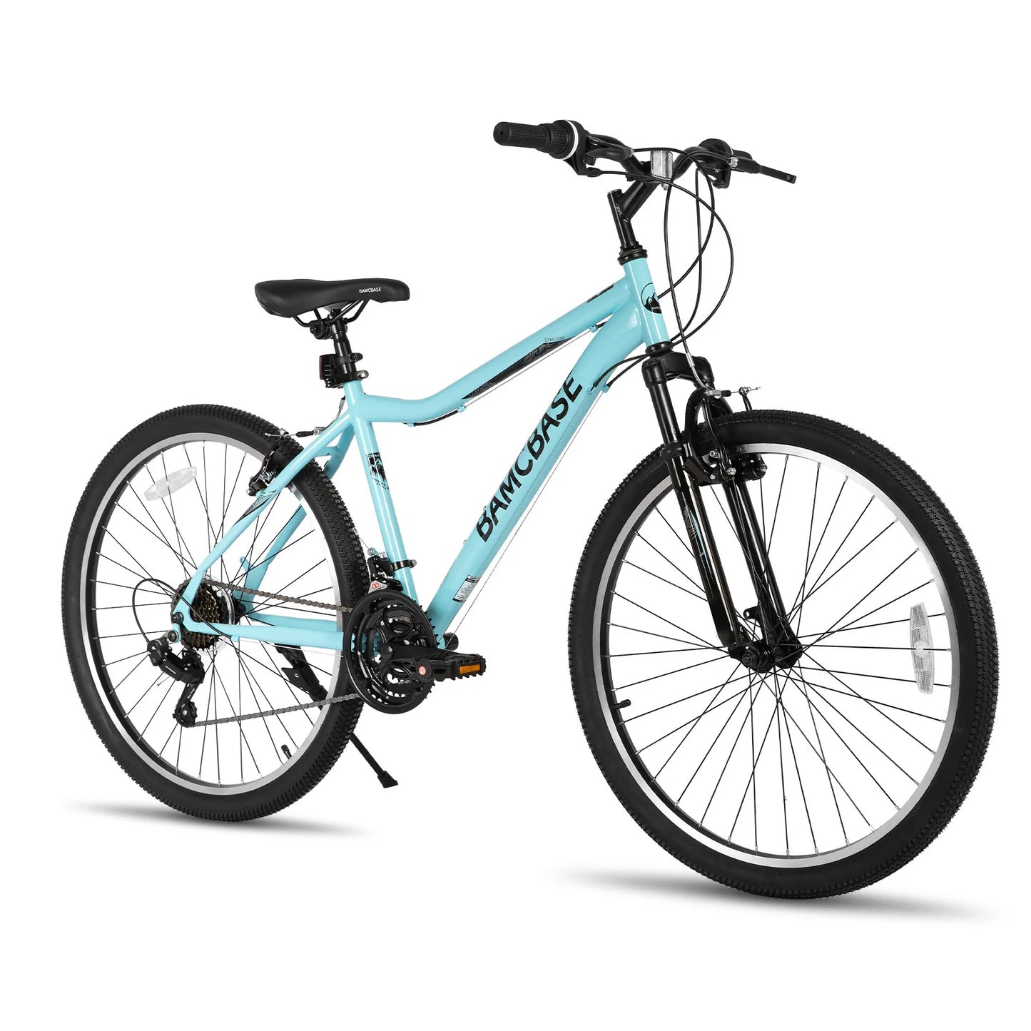 26 Inch Women‘s Mountain Bike, 21 Speed Steel Frame Adult Bicycle, Man MTB Bikes with Suspension Fork, Purple Green White