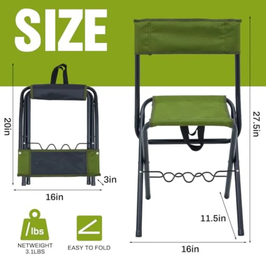 2 Pcs Summer Folding Fishing Chair with Rod Holder Hunting Camping Chairs for Adults Outdoor Portable Folding Chair for Men Wom