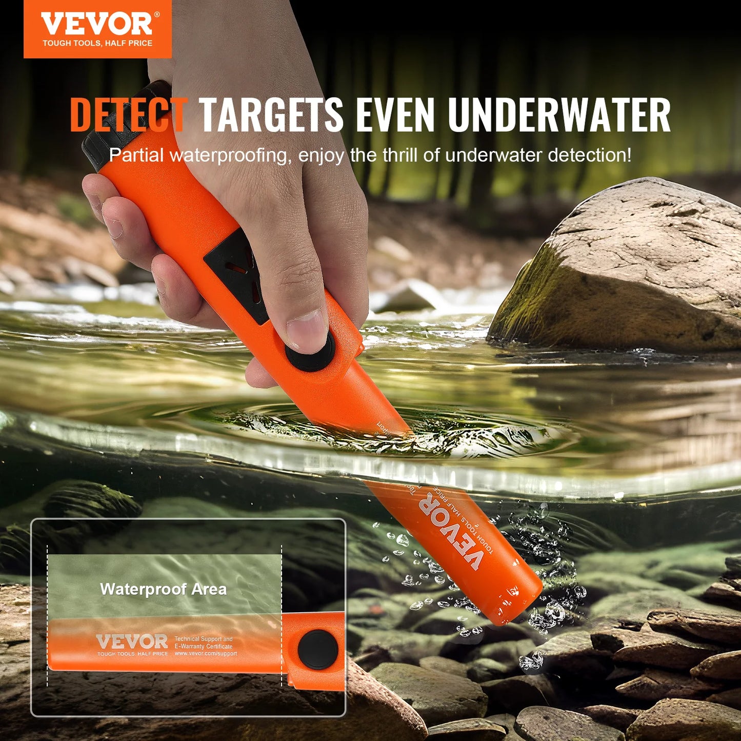 Metal Detector Pin pointer IP66/IP68 Waterproof Handheld Pointer Wand 1.96"/4.5" Detection Depth 3 Modes for Detecting