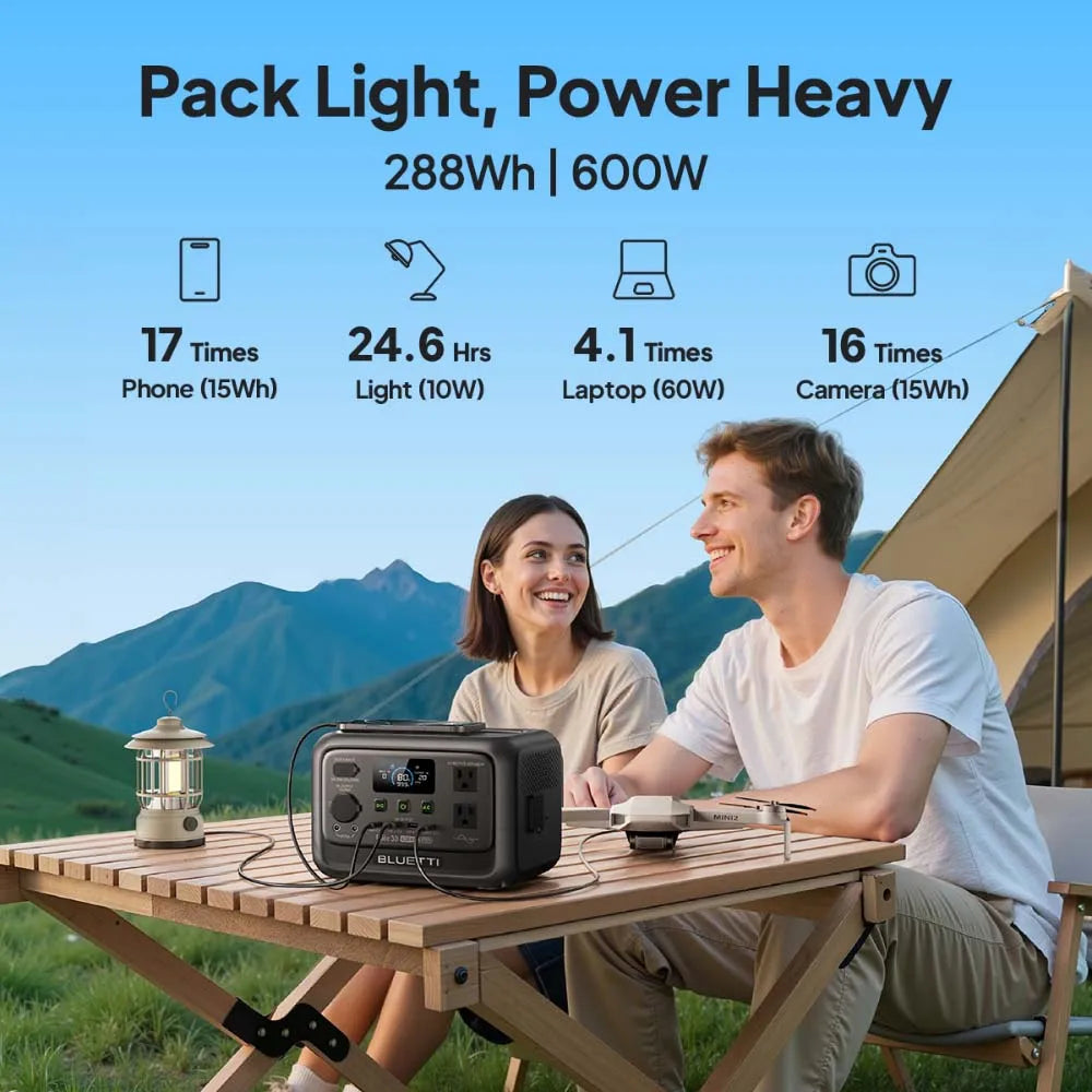 【Renew】 Elite 30 V2 Portable Power Station 288Wh 600W Peak Large Capacity Solar Generator For Outdoor Camping Home Emerge