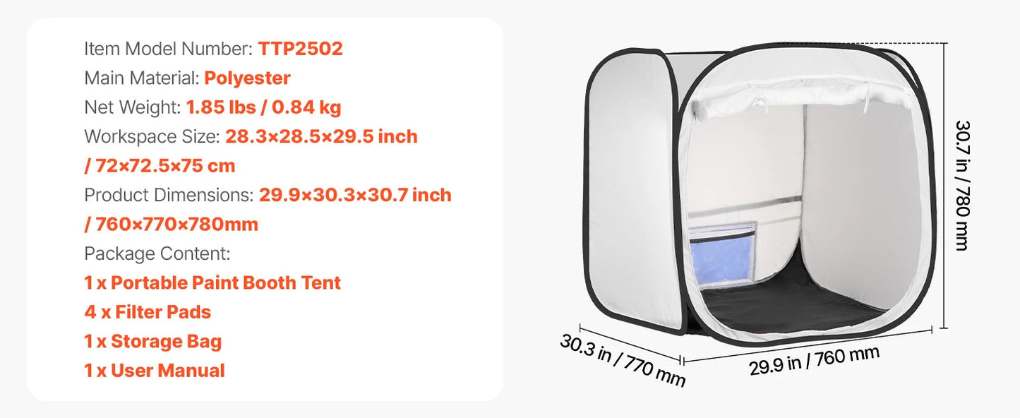Portable Paint Booth Tent Painting Tent Station Spray Shelter w Built-in Floor Large Space Oxford Spray Painting Tents