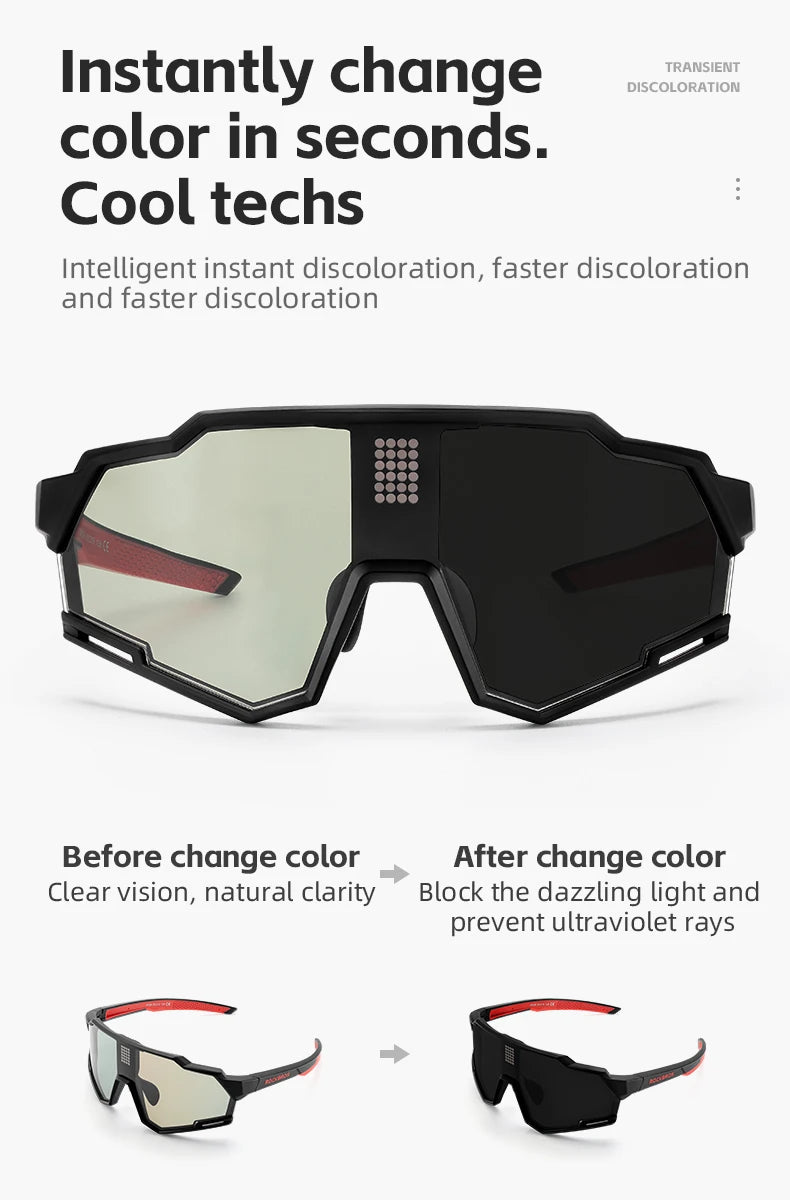 Polarized Cycling Glasses Electronic Color Change Glasses Sunglasses UV400 Safety Bike Bicycle Eyewear Sports Goggles