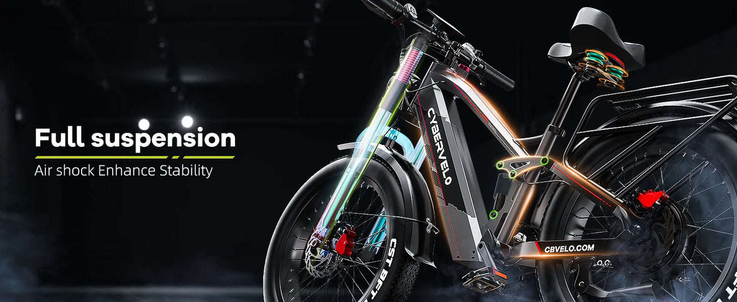 Strong Power Ebike, 5000W Motor Off Road Electric Bike, 100 Miles Long Range, 26"x4.0” Fat Tire, 60V 50Ah Big Battery EK9