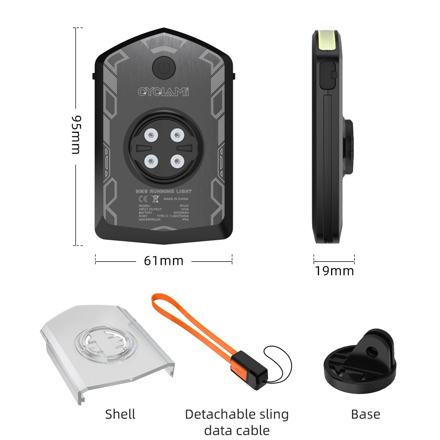 RVL01 Bicycle Headlight Bike Light Cycling 5000mAh Type-C Charging Front Lamp For Garmin XOSS IGPSPORT COOSPO GEOID