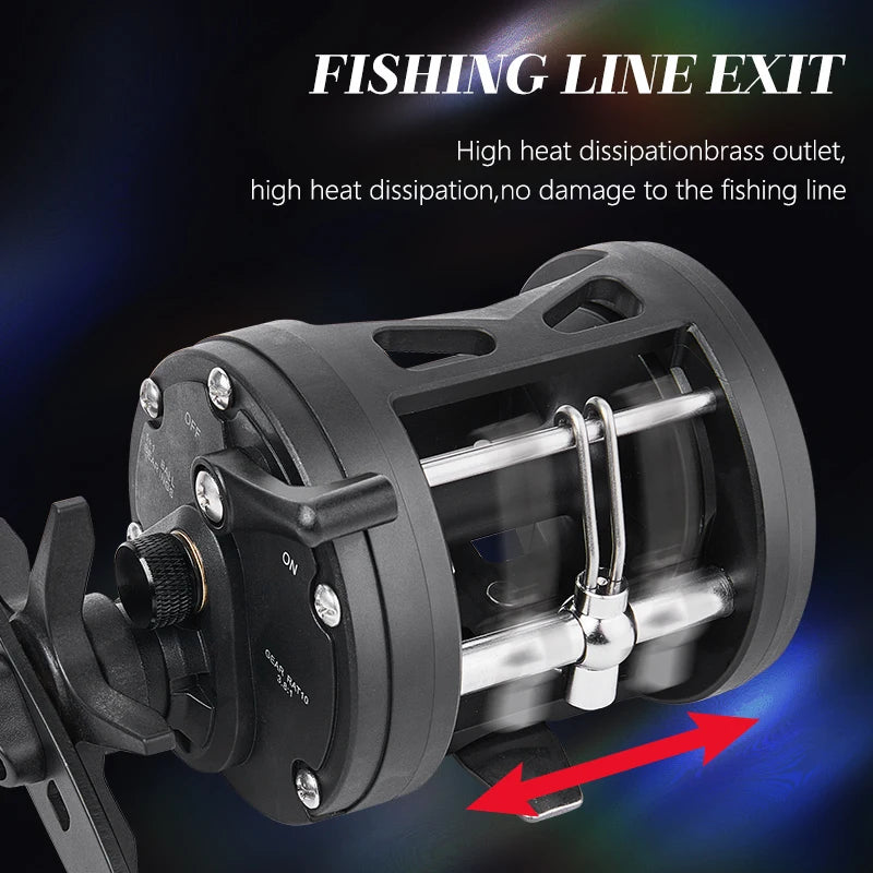 Trolling Drum Fishing Reels 33LB Max Drag 3.8:1 Gear Ratio High Toughness Body Freshwater & Saltwater Universal Bait Caster Fishing Reel