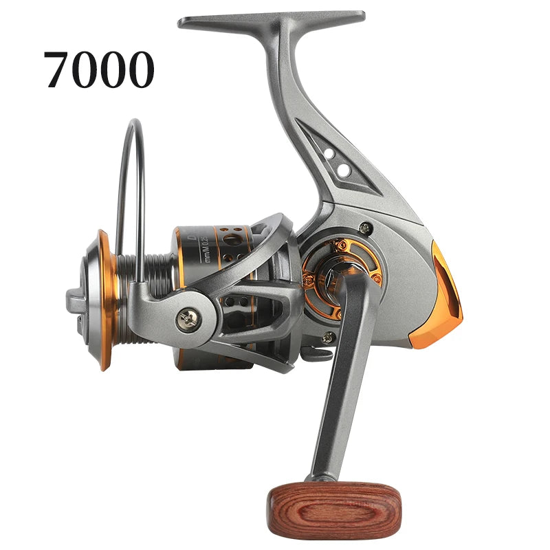 Spinning Reel 12KG Max Drag Professional Fishing Reels 5.2:1 Gear Ratio Fold Rocker Metal Spool 1000/7000 Ideal for Freshwater Saltwater Bass Trout Fishing