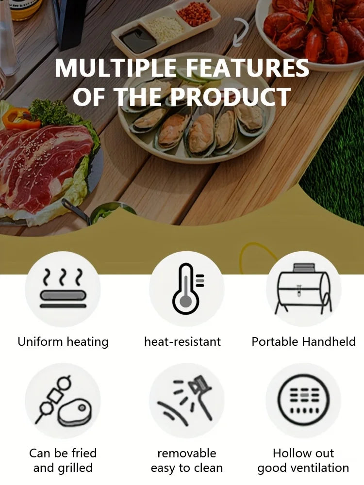 Cast Iron Oven Fireplace Charcoal And Alcohol Stove Barbecue Family Outdoor Picnic Water Tea Boiling Stove Garden Camping