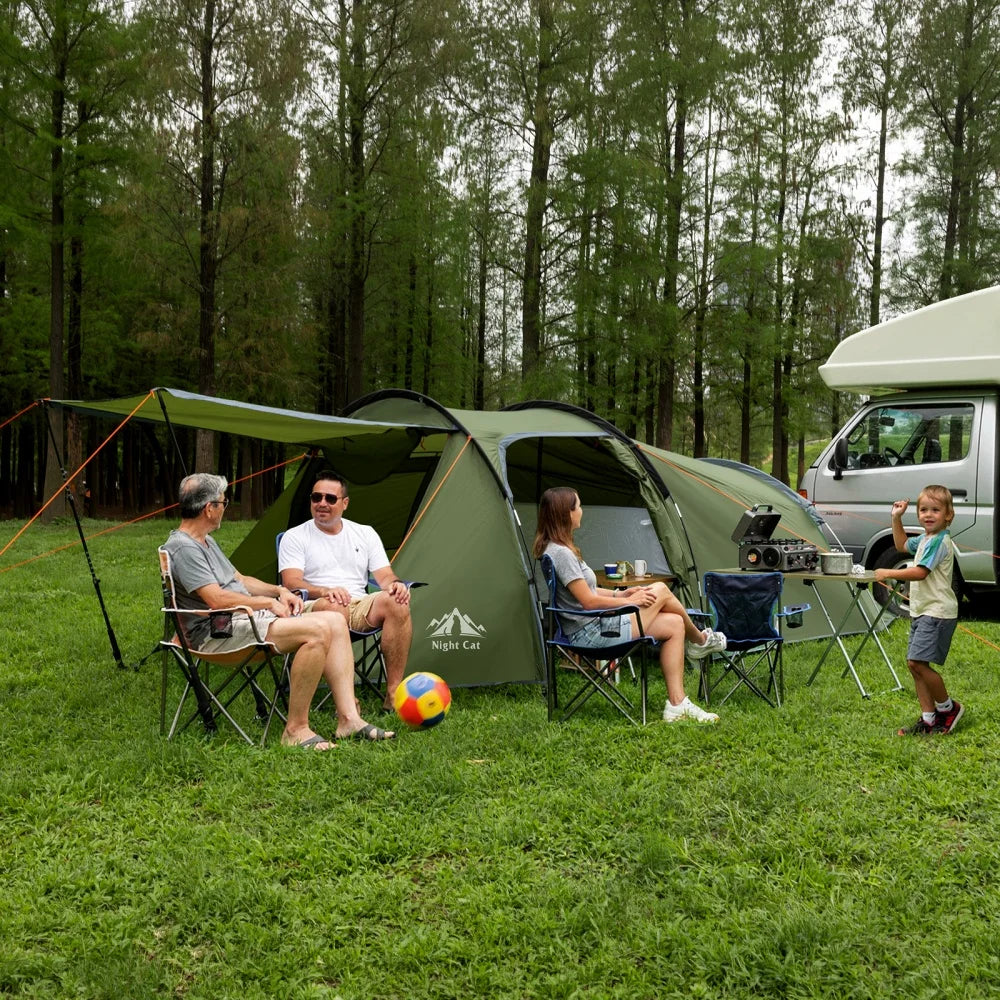 4 Person Tent with Porch: Portable Family Camping Tent Waterproof Tunnel Tents for Camping Outdoor Adventure