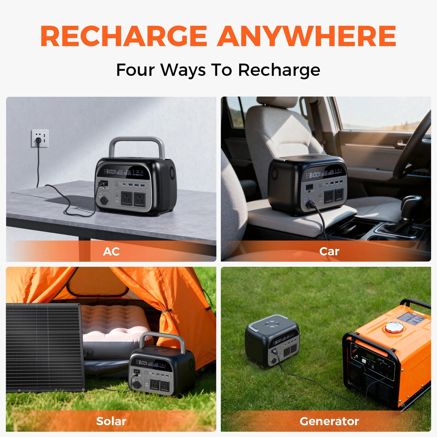 500W Portable Power Station 345.6Wh Solar Generator LiFePo4 Batteries AC 220V Energy Storage Supply Camping 2PCS AP400