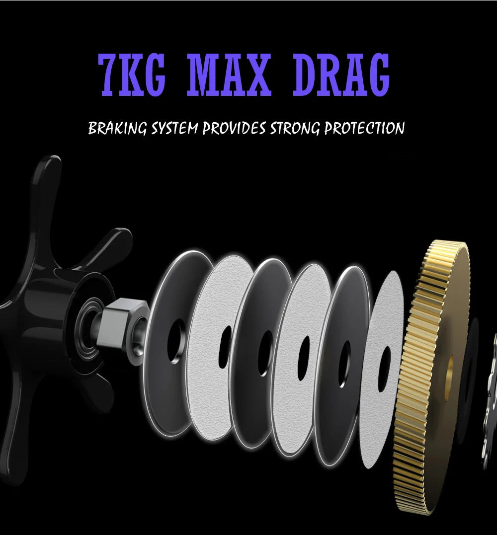 Baitcasting Reel 7KG Max Drag 6.5:1 Gear Ratio Ultra-smooth 12+1BB Professional Baitcaster Fishing Reels for Freshwater Saltwater Bass Trout Fishing