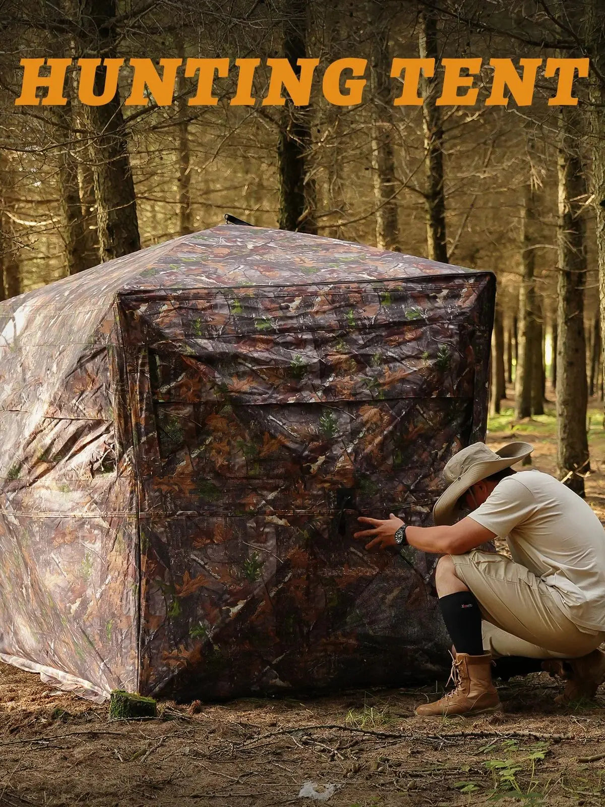 All-Terrain 360° See-Through Hunting Blind, Camouflage Pop-Up Tent for 2-3 Persons with Carry Bag