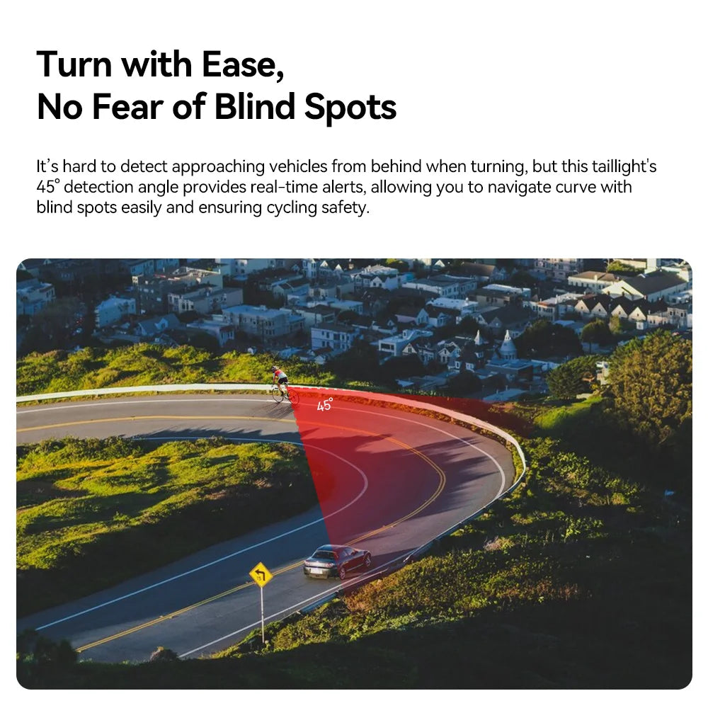 Radar Tail Light with Brake Alert IPX7 Waterproof Daytime Running Lamp for Road Cycling Bike Safety