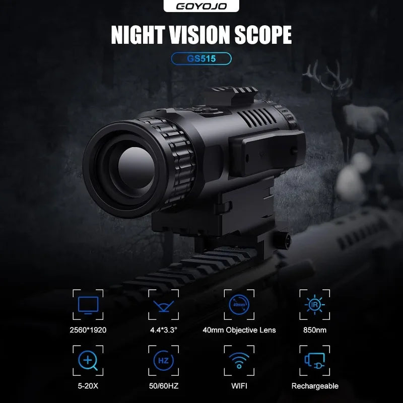 GS515 Digital Night Vision 2560x1920 Resolution 5-20X  HD Day Night Optics for Hunting Surveillance Wildlife Observation