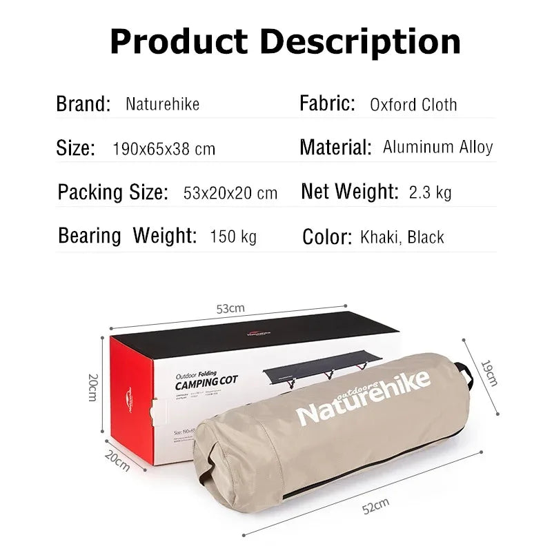 Folding Camping Cot Height Adjustable Ultralight Backpacking Cot Portable Outdoor Travel Camping Bed Tent Bed