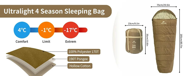 Mummy Sleeping Bags MJ300/MJ600 Cotton Camping Adults Sleeping Bag Ultra Winter Warm Mummy Sleeping Bag Indoor