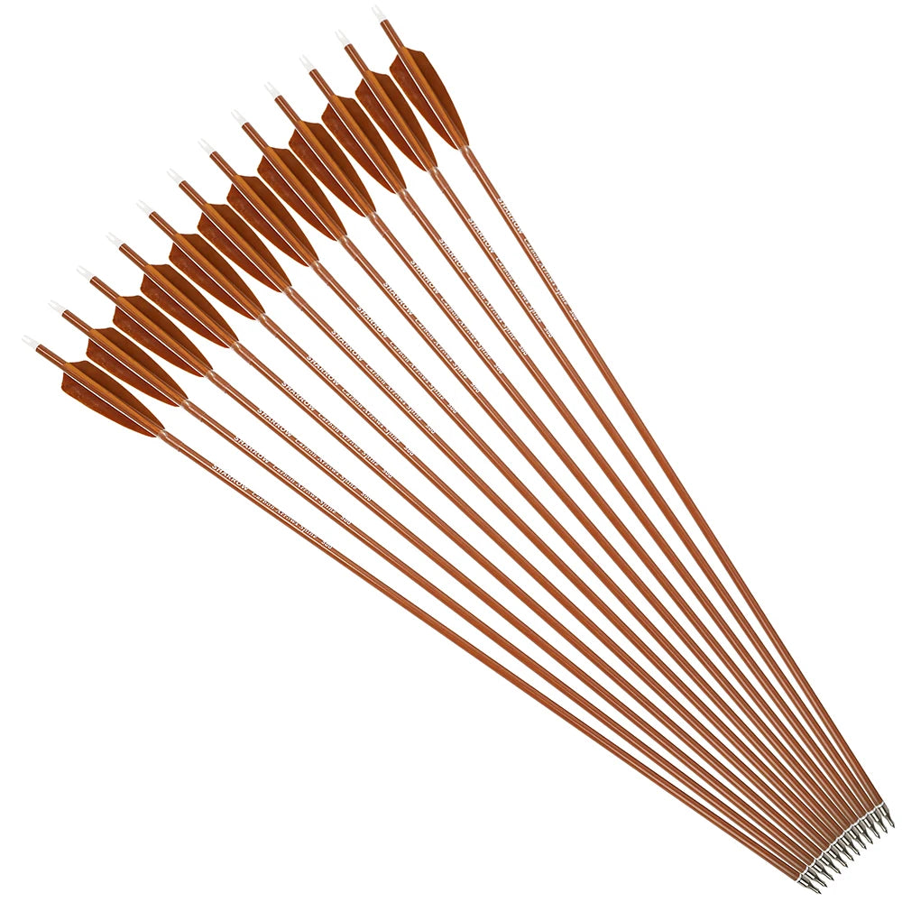 12pcs Mixed Carbon Arrows Spine 500 31.5 Inch Archery ID6.2mm Shaft Turkey Feather for Recurve Bow Target Hunting Shooting Acc