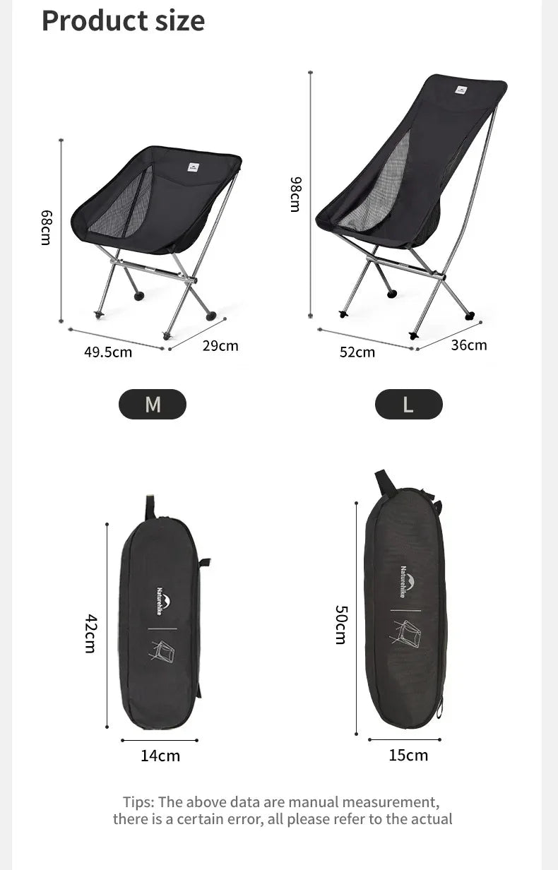 Ultralight Folding Chair L04 150kg Load Capacity for Fishing Picnic Outdoor Hiking Moon Chair Portable Relax Chair