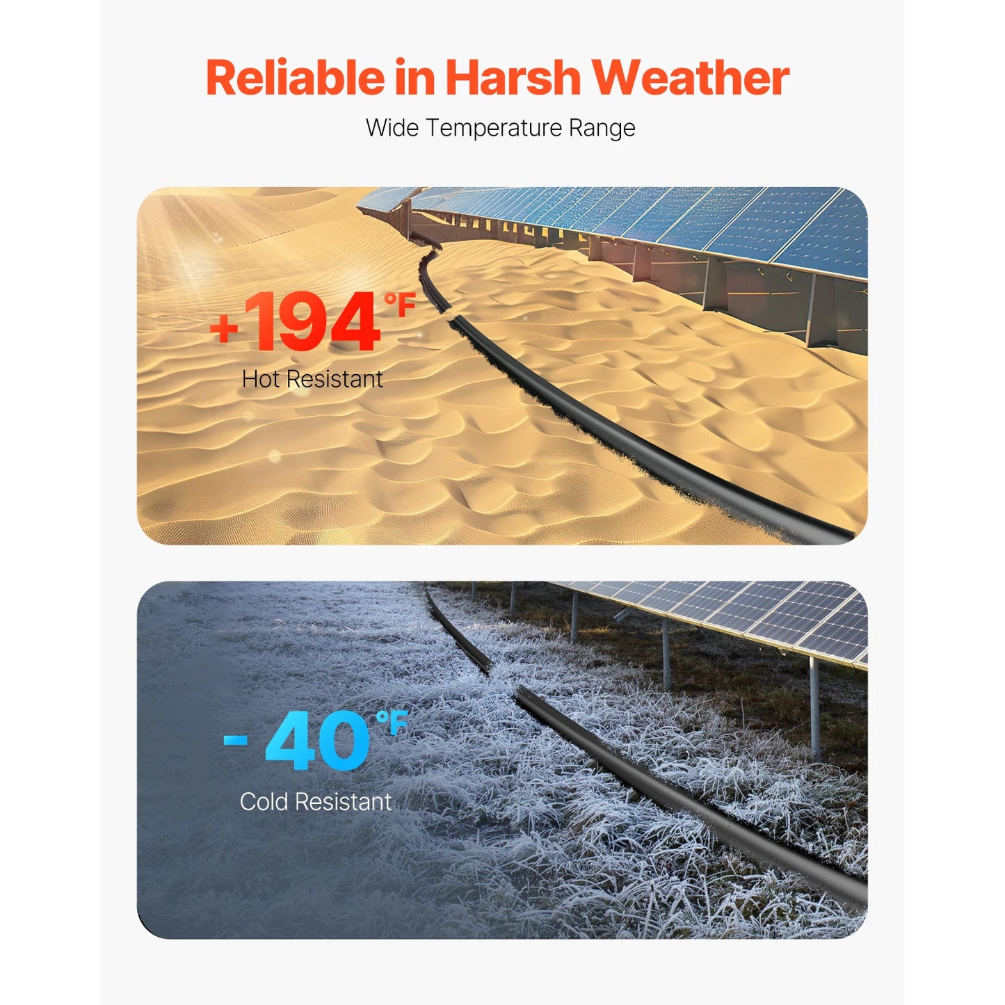 Solar Panel Extension Cable 20FT Black + 20FT Red / 30FT Black + 30FT Red / 50FT Black + 50FT Red / 100FT Black + 100FT Red 10AWG with Female & Male Waterproof Connectors 6mm² PV Cable for Home Ship