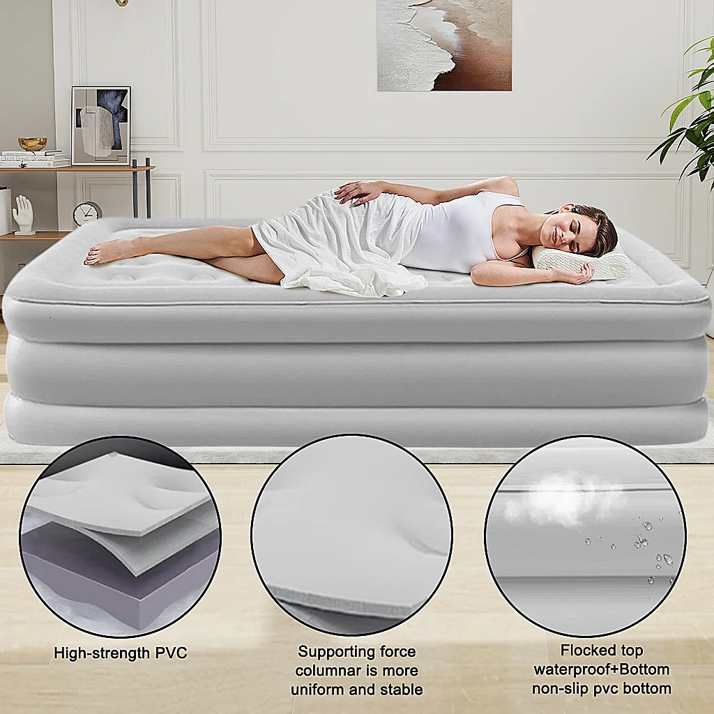 2 Person Built-In Pump Camping Mattress PVC Automatic Inflatable Increased Height Thickened Indoor Outdoor Lazy Sleeping Mat