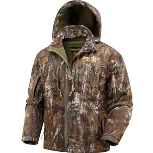 Camo Hunting Jackets for Men Warm Fleece Lined Hunting Jacket with Hood Quiet Water Resistant Hunting Clothes