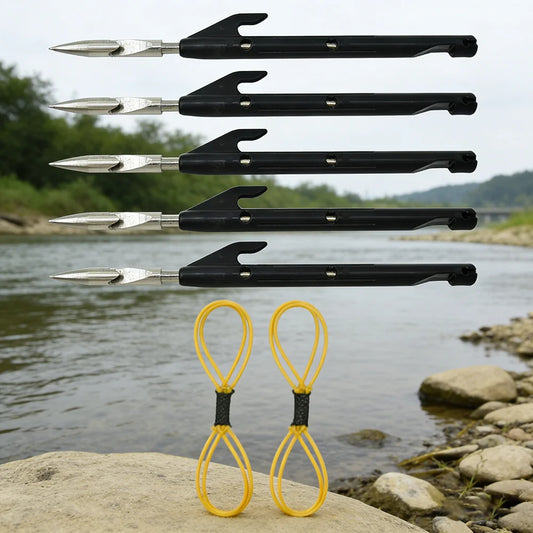 High-Performance Outdoor Hunting Fishing Spear, Professional Shooting Slingshot, Stainless Steel Arrow Fishing Accessories.