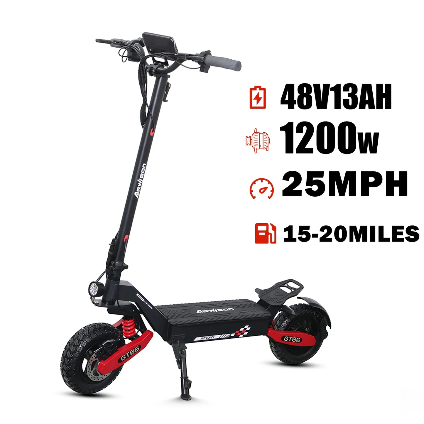 1200W Motor Electric Scooter 48V13/23.4AH Speed up to 25MPH 11 Inch Off-Road Tires Foldable Adult E-Scooter