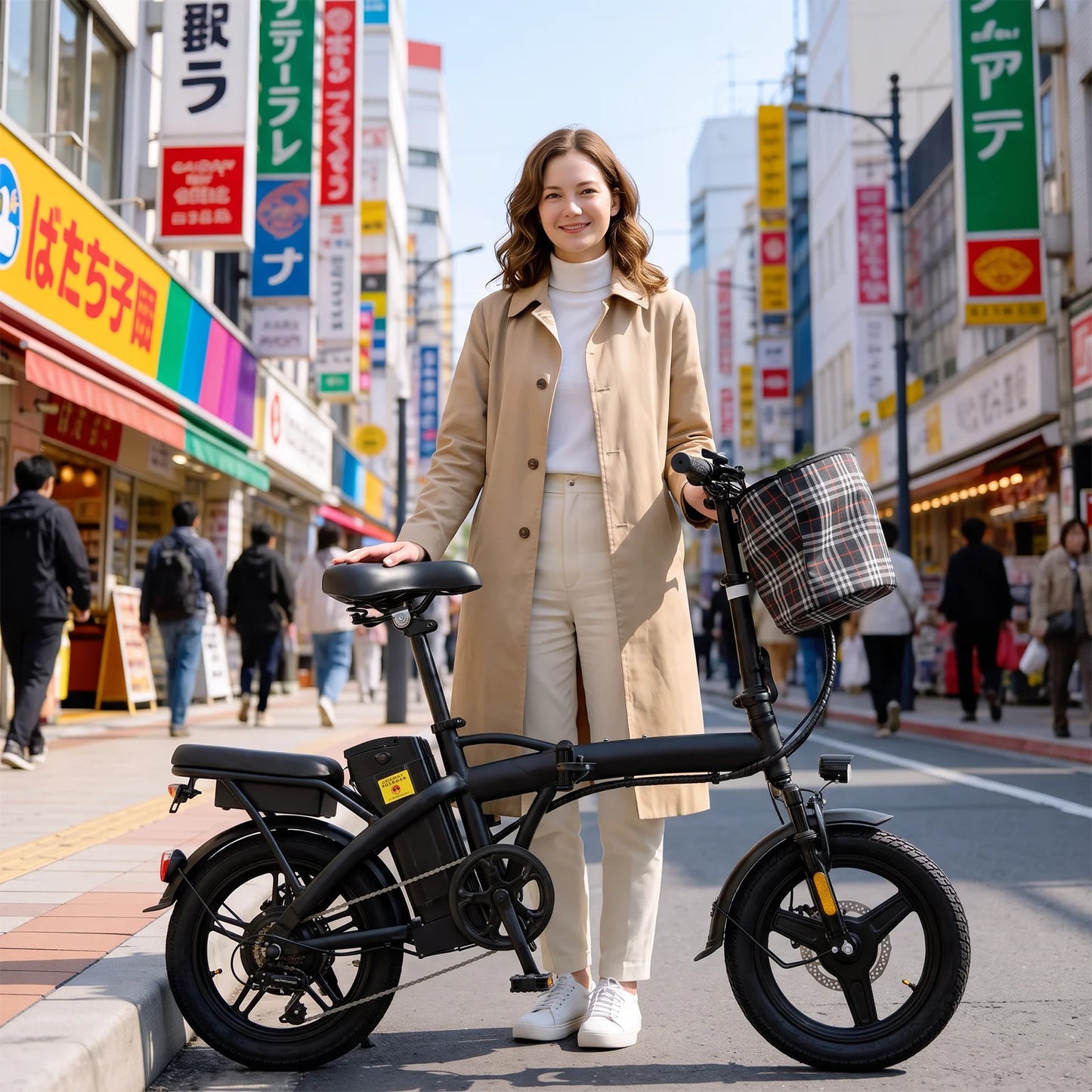 Lightweight Folding Electric Bike for Adults 48V 750W Peak Power 20MPH 18-22 Miles Range 14Inch Disc Brake Commuter E-bike