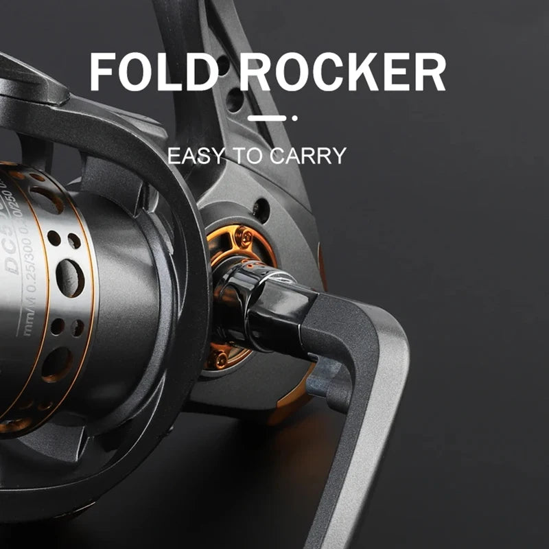 Spinning Reel 12KG Max Drag Professional Fishing Reels 5.2:1 Gear Ratio Fold Rocker Metal Spool 1000/7000 Ideal for Freshwater Saltwater Bass Trout Fishing