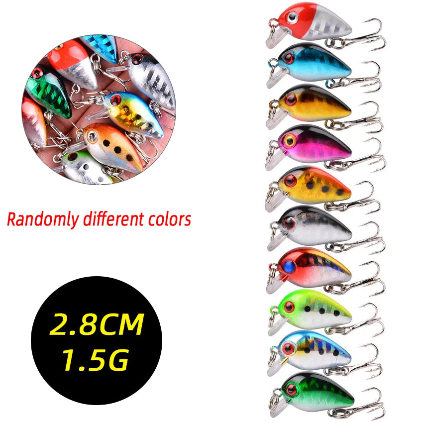 3/5/8PCS Random Fishing Lure Set Fishing Wobble Set Mini Crank Fishing Lure Artificial Bait Kit Minnow Fishing Accessories