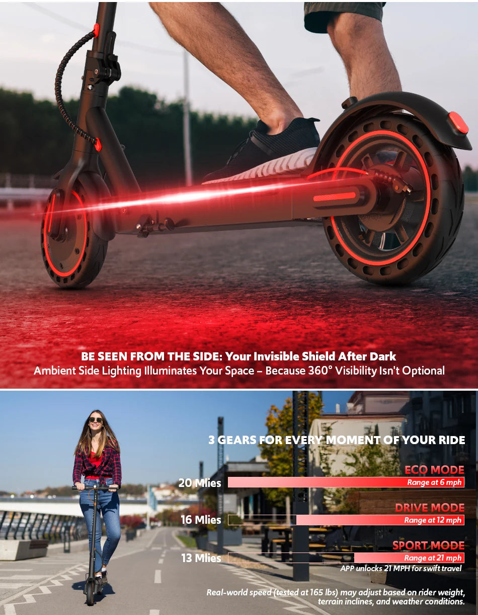 Electric Scooter for Adults, Foldable E-Scooter with Dual Suspension & Front/Rear Turn Signal Lights, 550W Motor up to 22 MPH, 10" Large Honeycomb Solid Tires