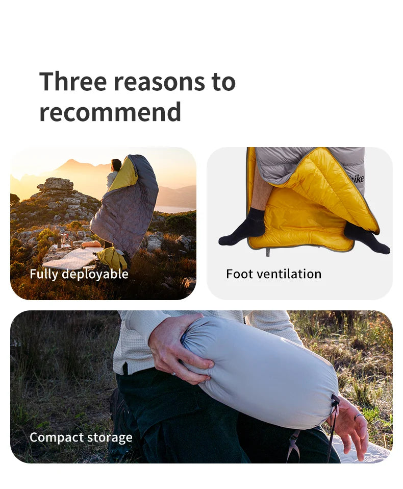 CW700 Sleeping Bag Ultralight Down Sleeping Bag for Adults Outdoor Winter Warm 650FP Duck Down Envelope Sleeping Bag