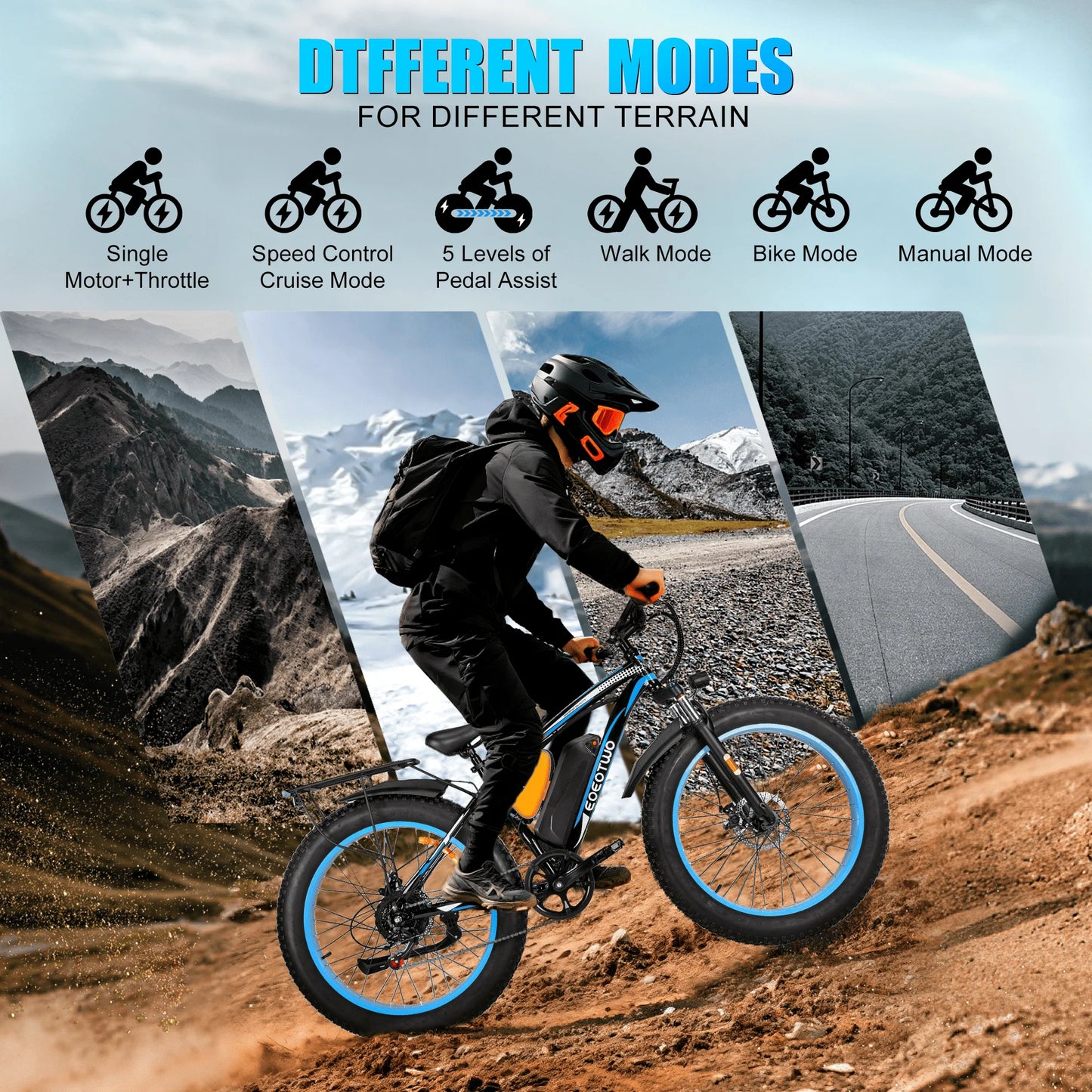 TWO Electric Bike,1500W Peak Ebikes for Adults, 26'' Fat Tire Best Ebike for Men, 70 Miles with 960Wh Battery, 25-30MPH Max Speed Bicycles, 330LB Capacity