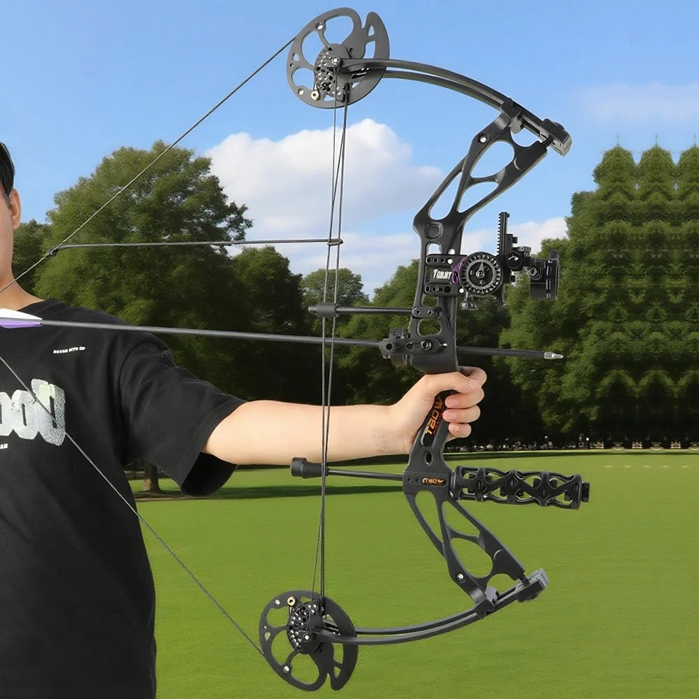 M133 Compound Bow 0-70lbs Adjustable with Carbon Arrows Release Sight for Hunting Shooting Outdoor Sports