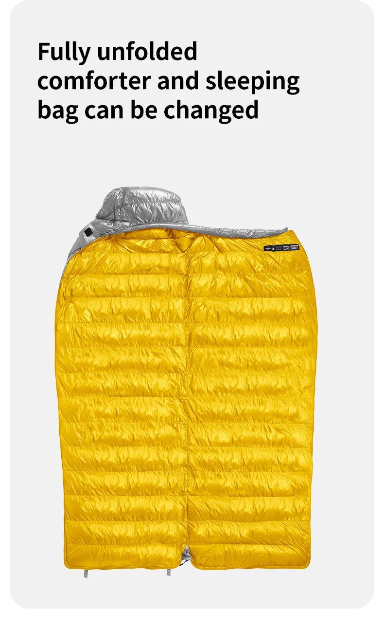 CW700 Sleeping Bag Ultralight Down Sleeping Bag for Adults Outdoor Winter Warm 650FP Duck Down Envelope Sleeping Bag