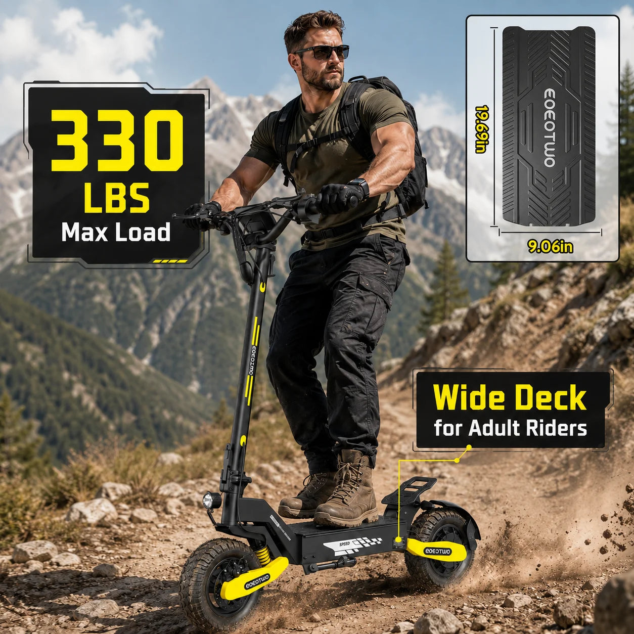 1200W Off Road Electric Scooter for Adults 48V Long Range E-Scooter 30MPH Fast Speed 11" Tubeless Tire Foldable Kick Scooter