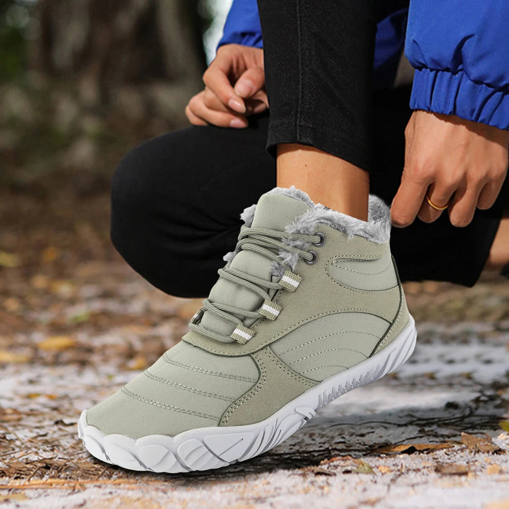 Warm Hike Shoes Non-Slip Waterproof Warm Fur Lined for Women Men (Green 44)