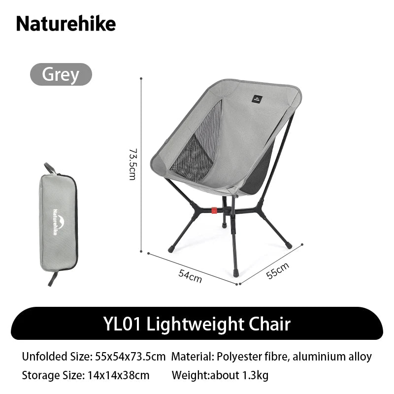 Ultralight Folding Camping Chair Aluminum Alloy Fishing Chair 200kg Load Portable Compact Backpacking Hiking Chair