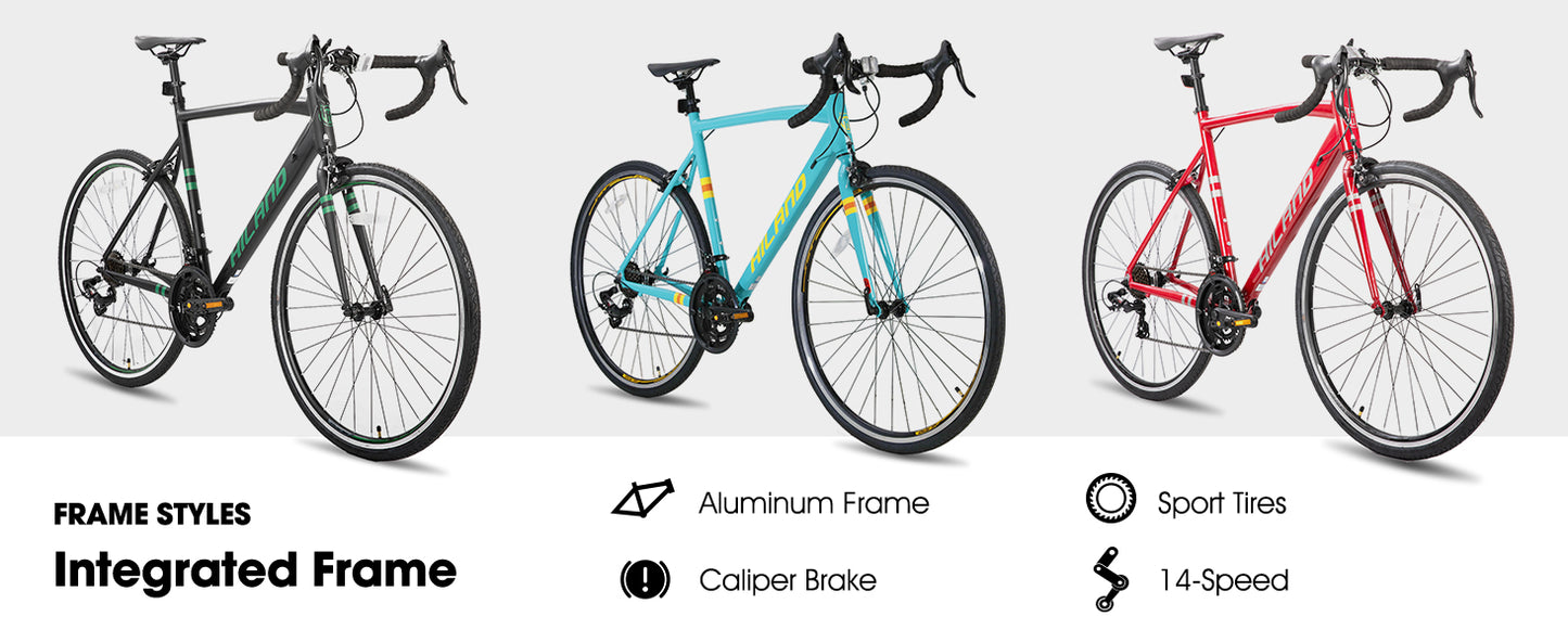 Aluminum Road Bike,Shimano 14 Speeds, 53/57cm Frame, Racing Bike for Men Mens Racing Bike