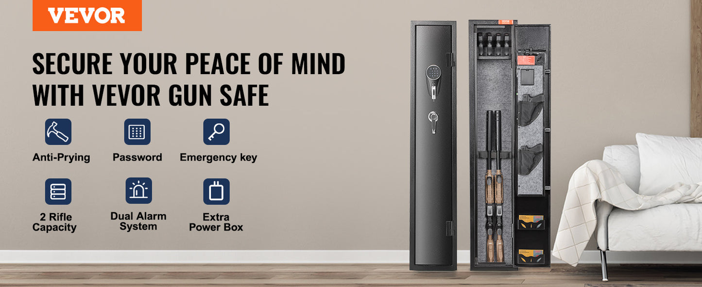 3-8 Rifles Gun Safe with Digital Keypad & Lock Gun Storage Cabinet with Removable Storage Shelf for Home Long Gun Pistols